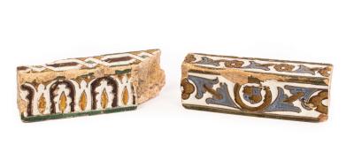 Two Spanish cuerda seca edging