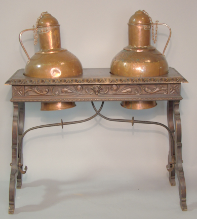 TWO SPANISH LIDDED COPPER VESSELS
