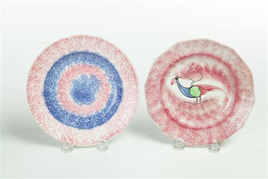 TWO SPATTERWARE PLATES. England 