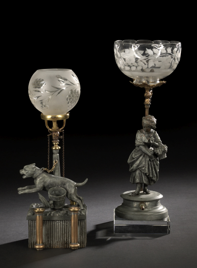 Two Spelter and Brass Figural Table