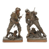 TWO SPELTER STATUES OF FRENCH
