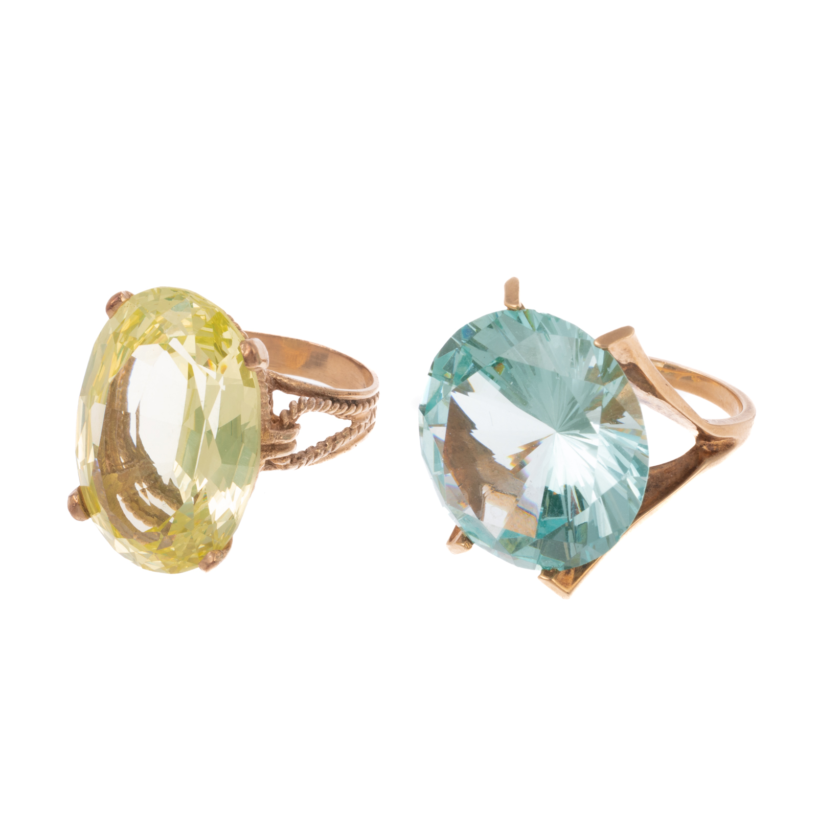 TWO SPINEL COCKTAIL RINGS IN 14K 1)