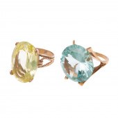 TWO SPINEL COCKTAIL RINGS IN 1