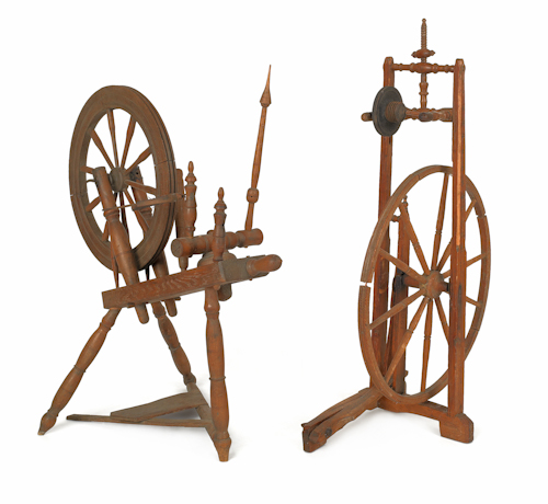 Two spinning wheels 19th c.