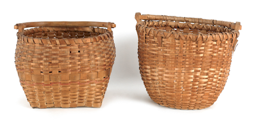 Two splint gathering baskets with