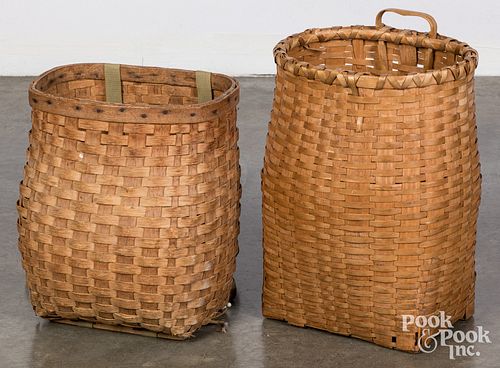 TWO SPLINT PACK BASKETS, EARLY TO