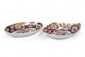 TWO SPODE IRONSTONE CAKE DISHE