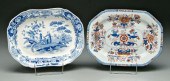 Two Spode platters: one blue t