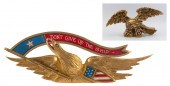 TWO SPREAD-WING EAGLE PLAQUES