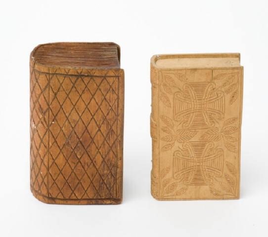TWO SPRUCE GUM BOXES, LATE 19TH