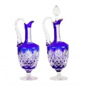TWO ST. LOUIS COBALT FLASHED C