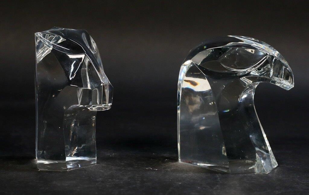 TWO ST. LOUIS CRYSTAL ANIMAL FORM