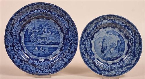 TWO STAFFORDSHIRE BLUE TRANSFER