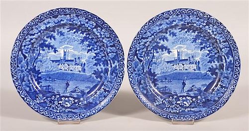 TWO STAFFORDSHIRE BLUE TRANSFER