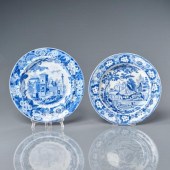 TWO STAFFORDSHIRE BLUE & WHITE