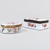 TWO STAFFORDSHIRE ENAMEL BOXES