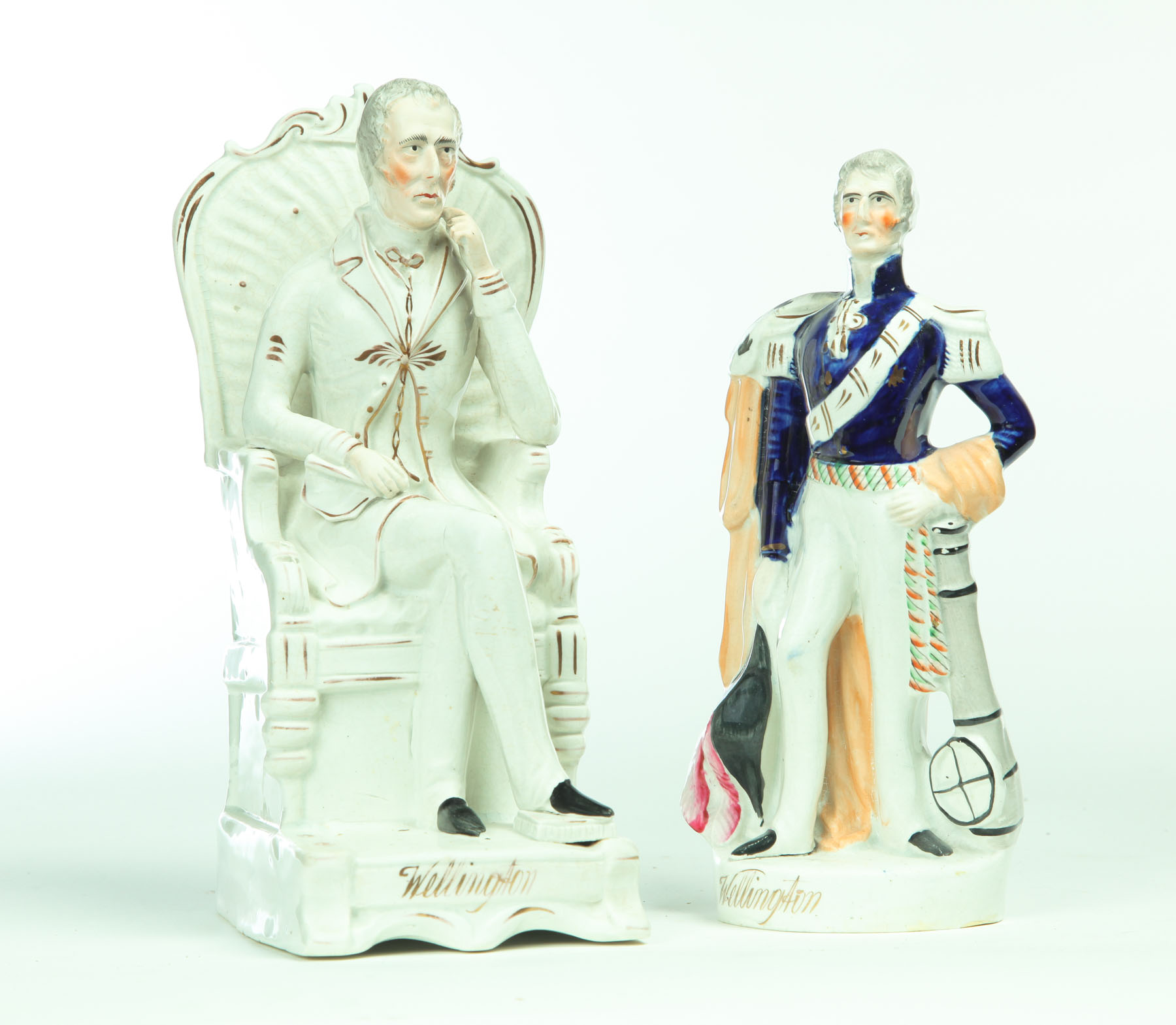 TWO STAFFORDSHIRE FIGURES OF