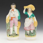 TWO STAFFORDSHIRE FLATBACK FIG