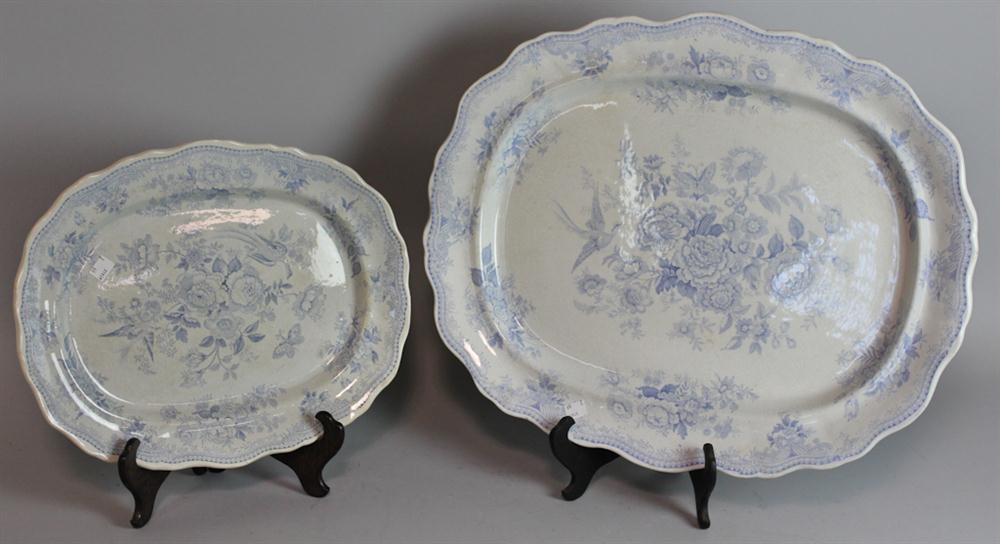 TWO STAFFORDSHIRE GRADUATED BLUE
