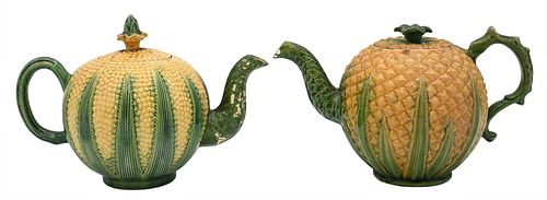 TWO STAFFORDSHIRE LEAD GLAZED