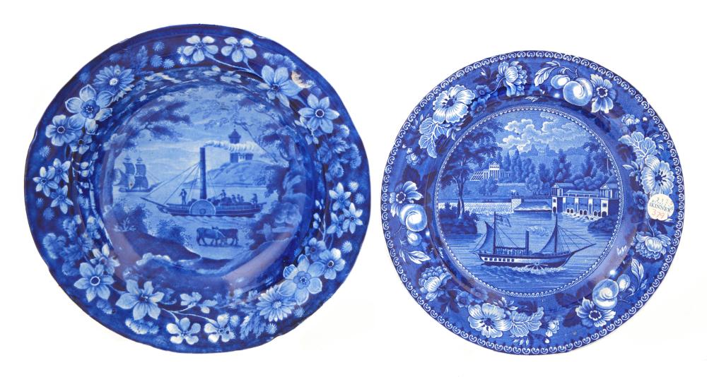 TWO STAFFORDSHIRE MEDIUM BLUE