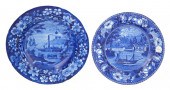 TWO STAFFORDSHIRE MEDIUM BLUE
