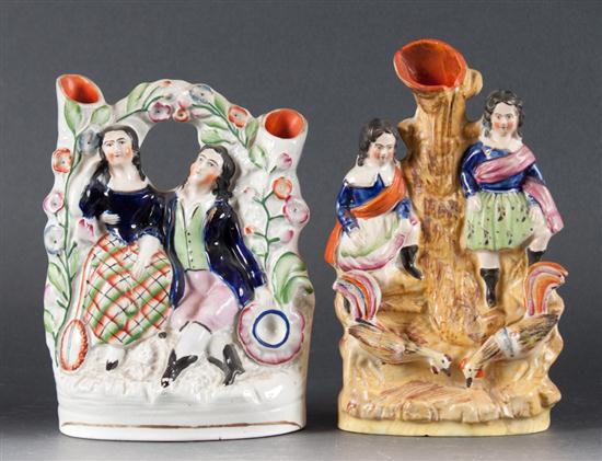 Two Staffordshire painted