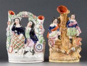 Two Staffordshire painted eart