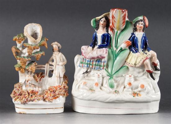 Two Staffordshire painted
