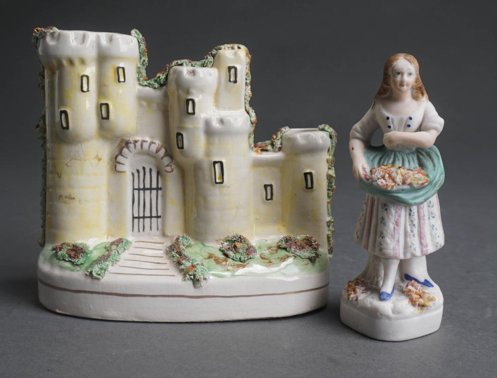 TWO STAFFORDSHIRE PAINTED PORCELAIN