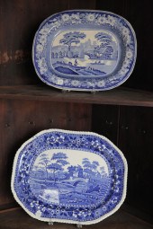 TWO STAFFORDSHIRE PLATTERS.  E