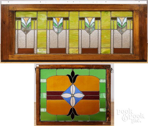 TWO STAINED GLASS WINDOWSTwo