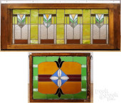 TWO STAINED GLASS WINDOWS<br>T