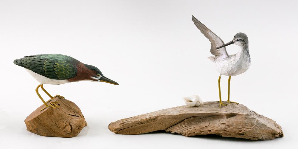 TWO STAN SPARRE MINIATURE BIRD