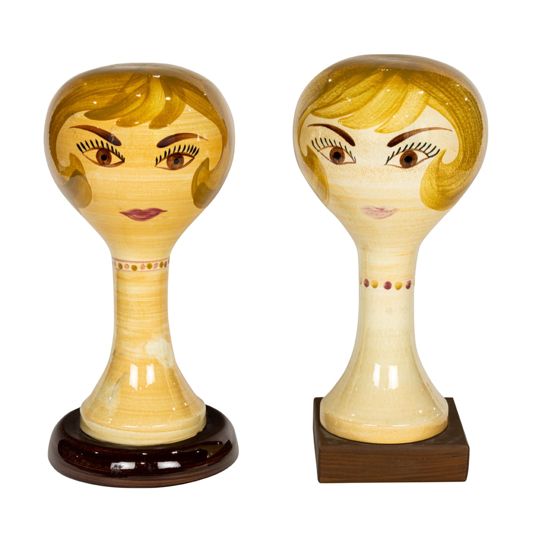 TWO STANGL POTTERY FIGURAL HAT