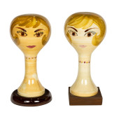 TWO STANGL POTTERY FIGURAL HAT