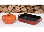 Two Staub cast iron and enamel