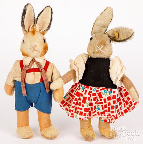 TWO STEIFF DRESSED RABBITSTwo