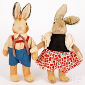 TWO STEIFF DRESSED RABBITSTwo