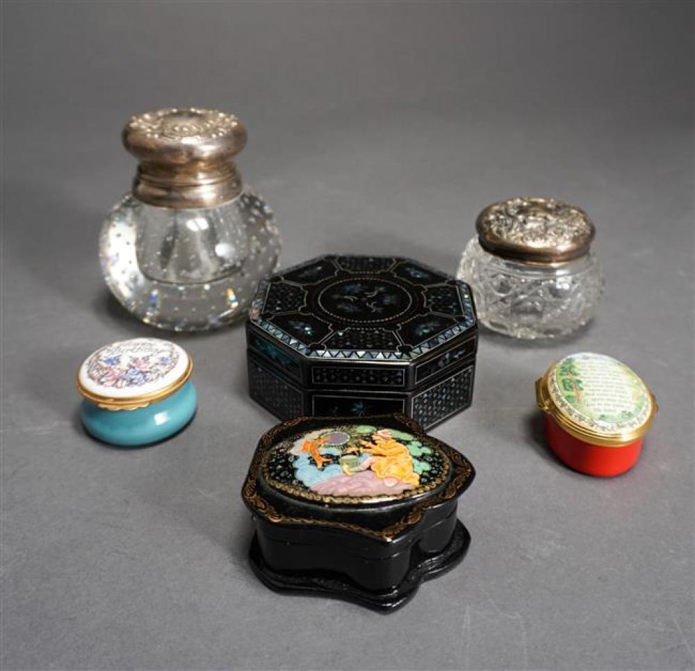 TWO STERLING MOUNTED GLASS