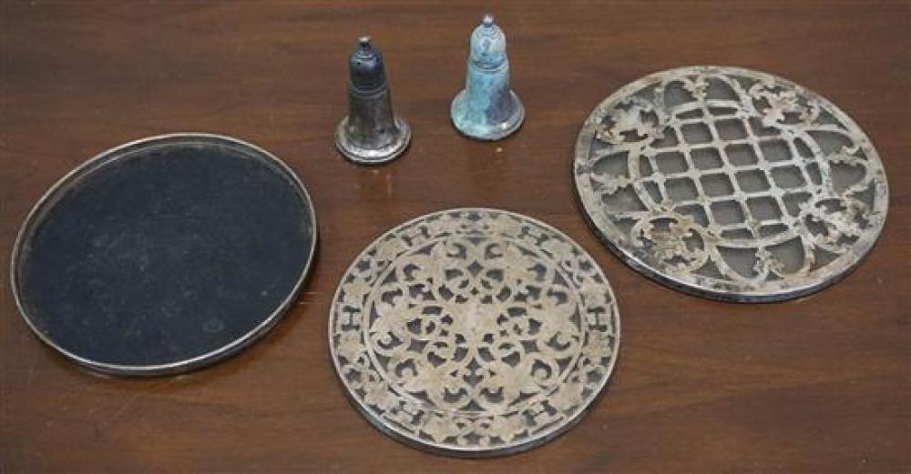 TWO STERLING OVERLAY TRIVETS,