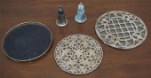 TWO STERLING OVERLAY TRIVETS,