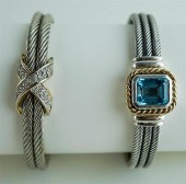 TWO STERLING SILVER AND GEMSTO