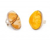 TWO STERLING SILVER AND STONE