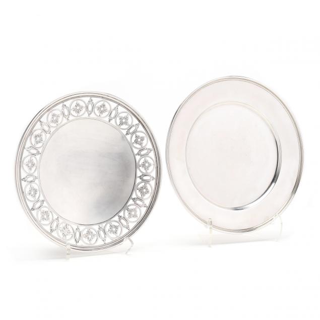 TWO STERLING SILVER CAKE PLATES The