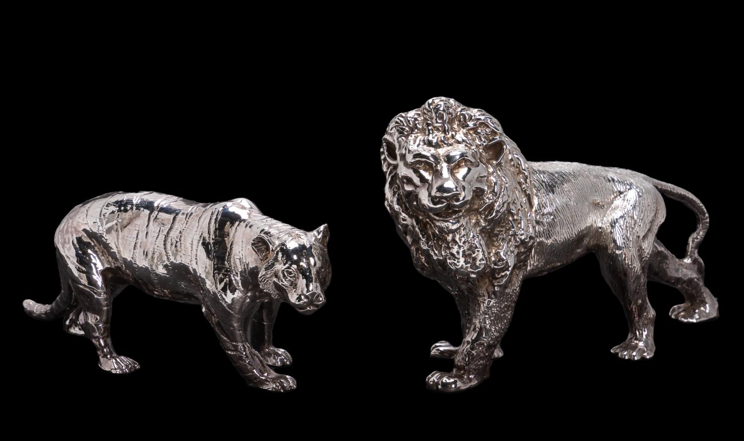 TWO STERLING SILVER CLAD BIG CAT