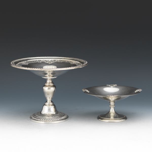 TWO STERLING SILVER COMPOTES BY
