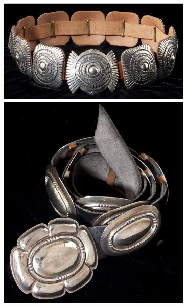 Two Sterling Silver Concha Belts