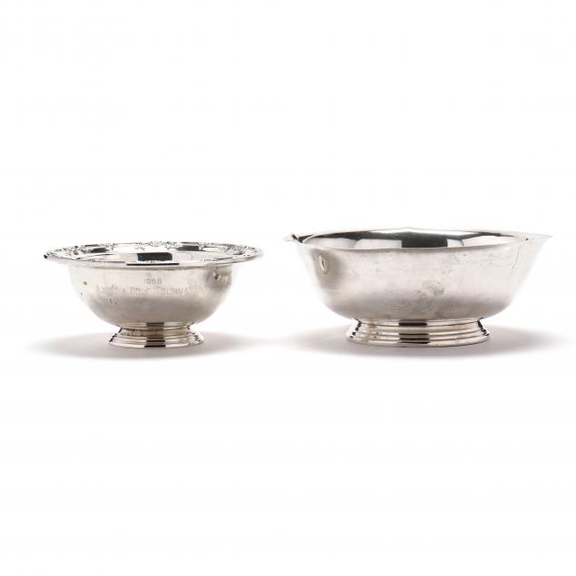 TWO STERLING SILVER FOOTED BOWLS