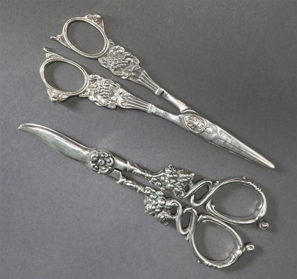 TWO STERLING SILVER GRAPE SHEARS,